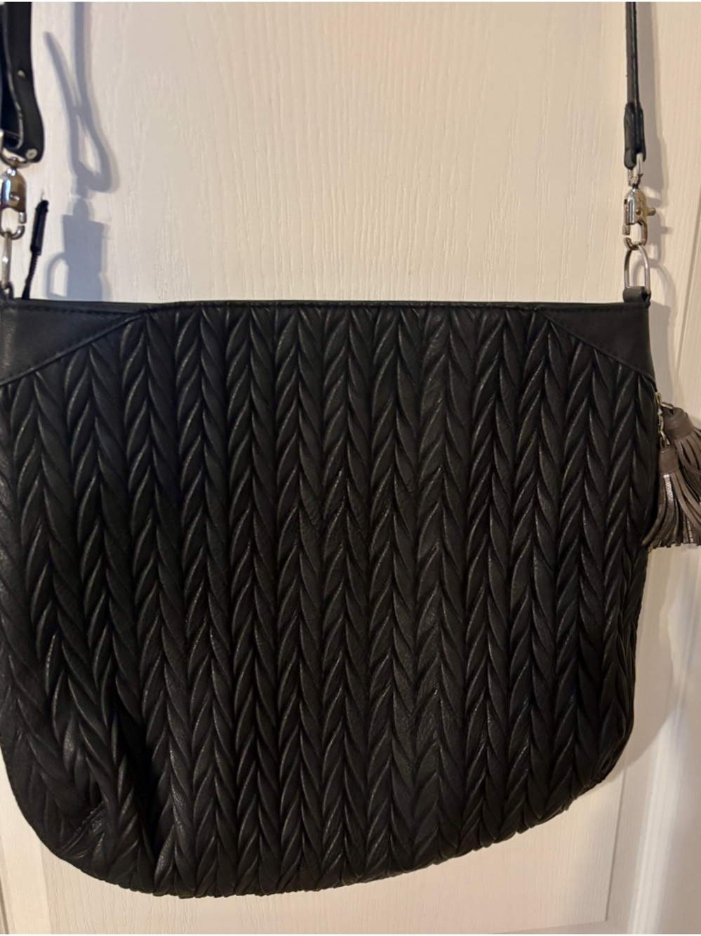 Stella & Dot braided zip top hobo bag.